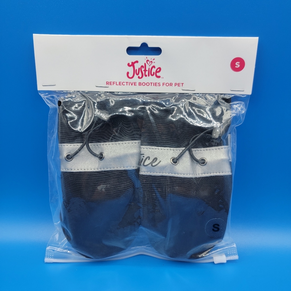 Justice Reflective Booties For Pets Size Small Black Silver Dogs Cats New Sealed